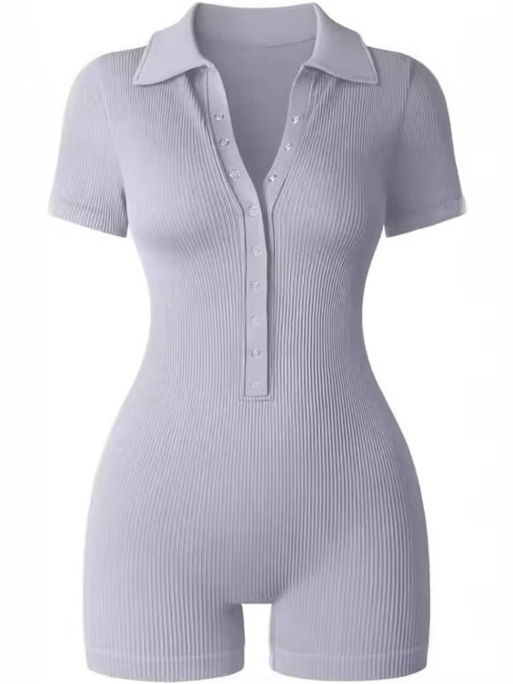 Black Button-Up Short Rompers - Picture 3 of 3